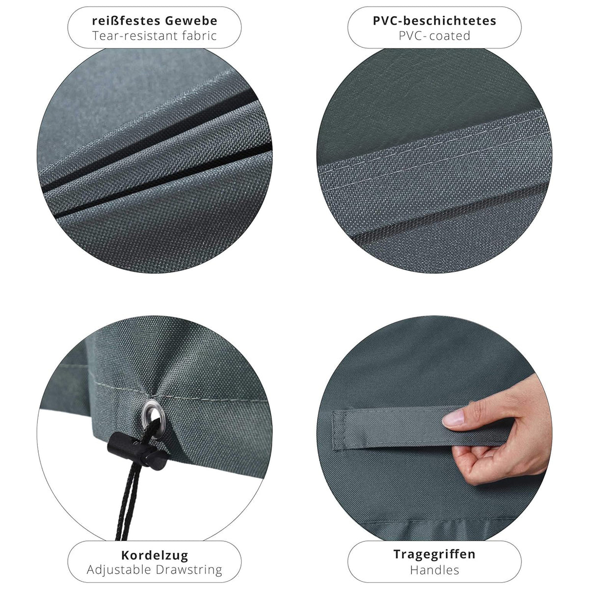 Abdeckung für Patio Stühle - 84,9 x 66,8 x 88,9 cm in Grün/Grau, wasserdicht, UV-beständig, reißfestes 600D Oxford Gewebe mit Haltegriffen.