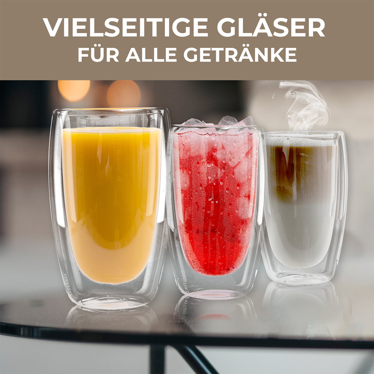 Latte Macchiato Gläser - 6er-Set - 450 ml, doppelwandige Borosilikatgläser für heiße und kalte Getränke.