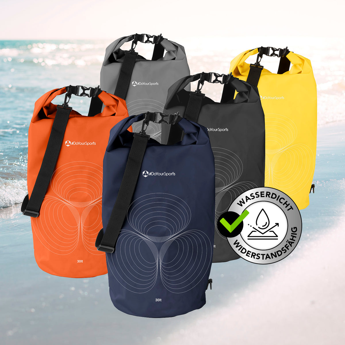 Dry Bag 30L - Dunkelblau wasserdichter, robuster Outdoor-Rucksack mit verstellbarem Schultergurt und Rolltop-Verschluss für Abenteuer.
