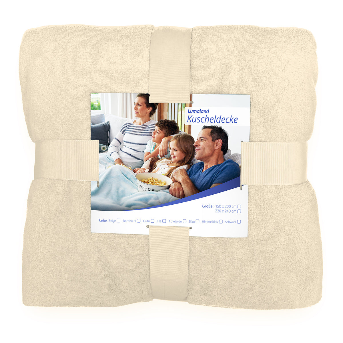 Kuscheldecke - 220x240 cm - Sofadecke & Tagesdecke in Beige aus weichem Coral-Fleece, ideal für Sofa oder Doppelbett.