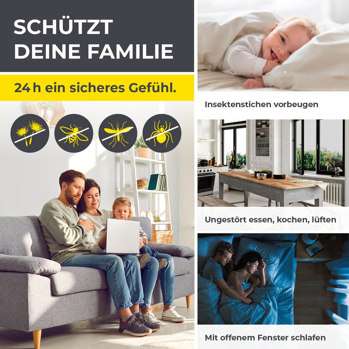 Insekten- & Pollenschutzgitter mit Magnetbefestigung - 2er-Set schützt vor Insekten und Pollen, einfach montierbar, luftdurchlässig und anpassbar.