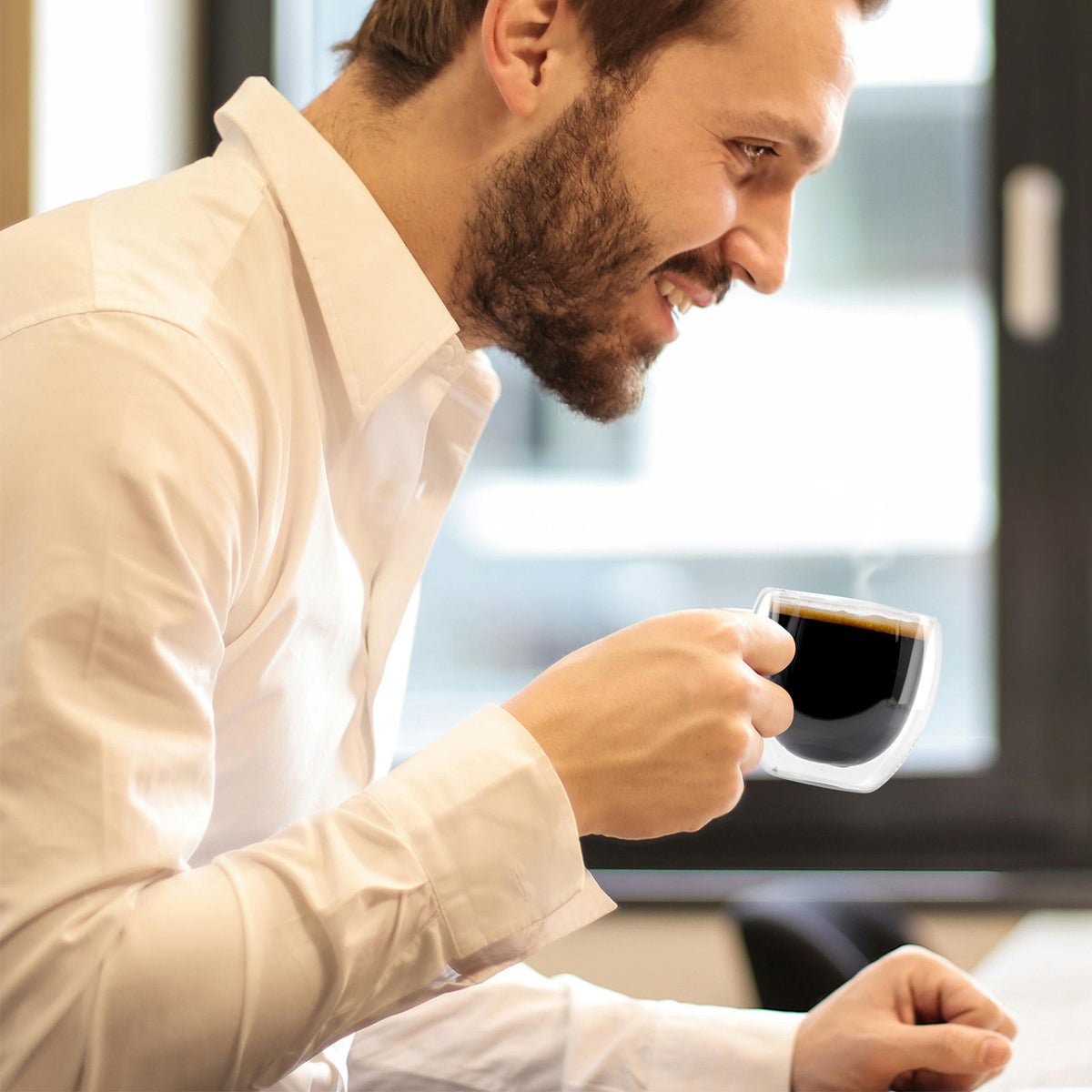 Latte Macchiato Gläser - 6er-Set - 330 ml, doppelwandige, transparente Gläser aus Borosilikatglas für heiße und kalte Getränke.