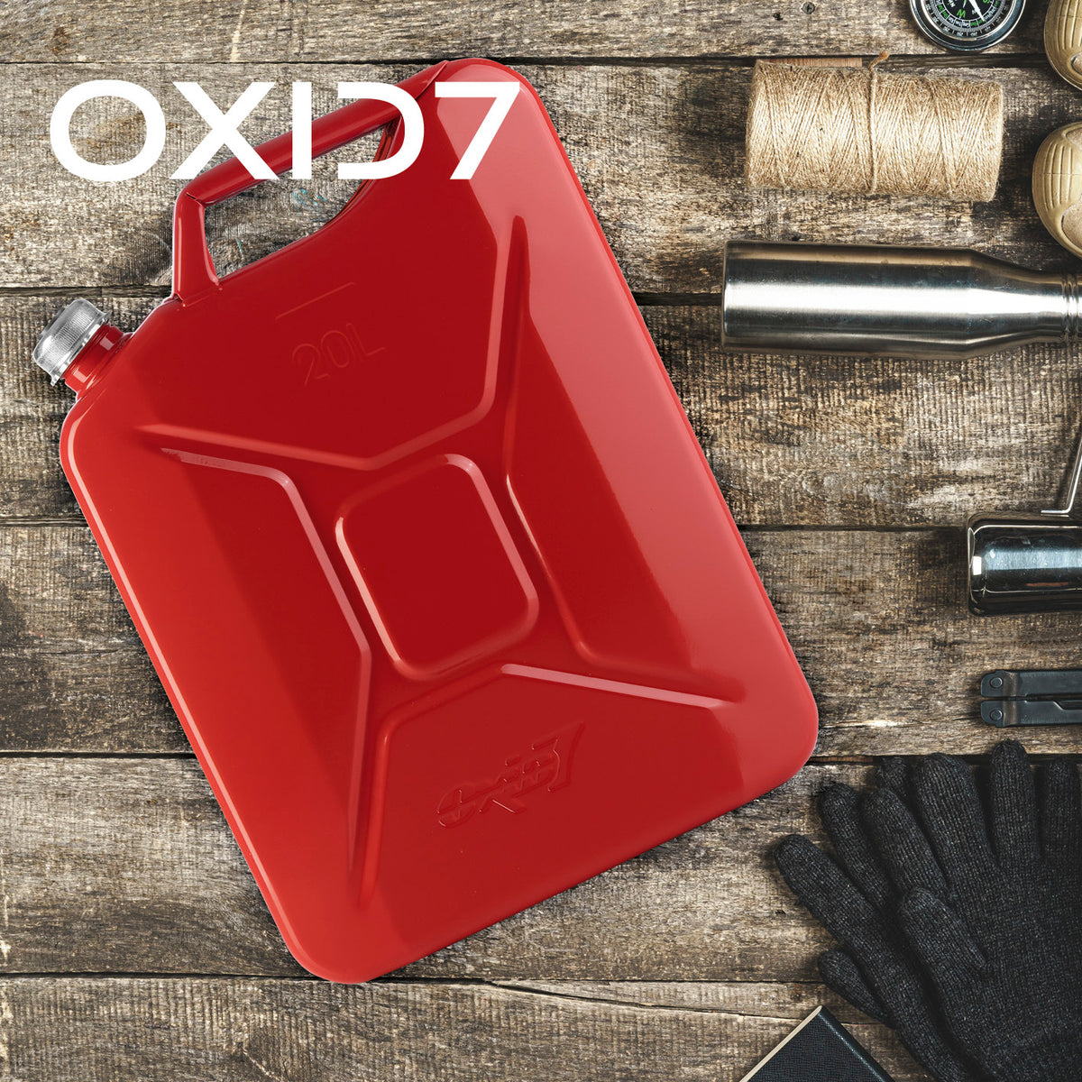 Metall-Kraftstoffkanister mit Schraubverschluss - 20 Liter - Rot von OXID7, langlebig, dicht, UN-zugelassen, ideal für Benzin und Diesel.