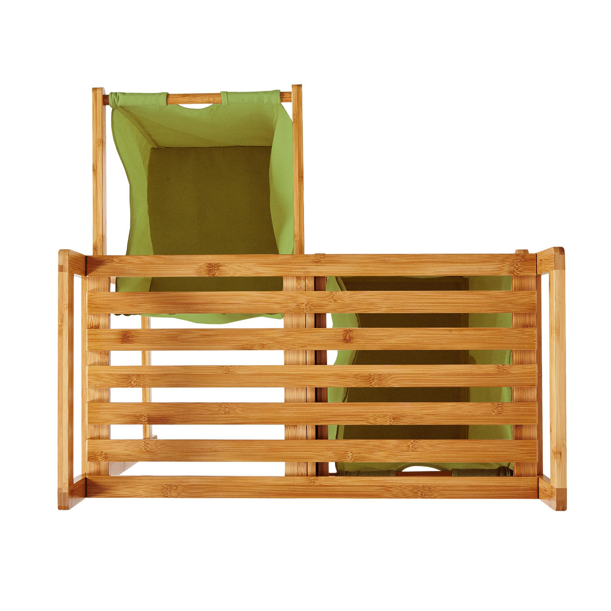 Bambus Wäschekorb mit 2 ausziehbaren Wäschesacken in Grün, 73 x 64 x 33 cm, stilvoll und pflegeleicht für mehr Ordnung.
