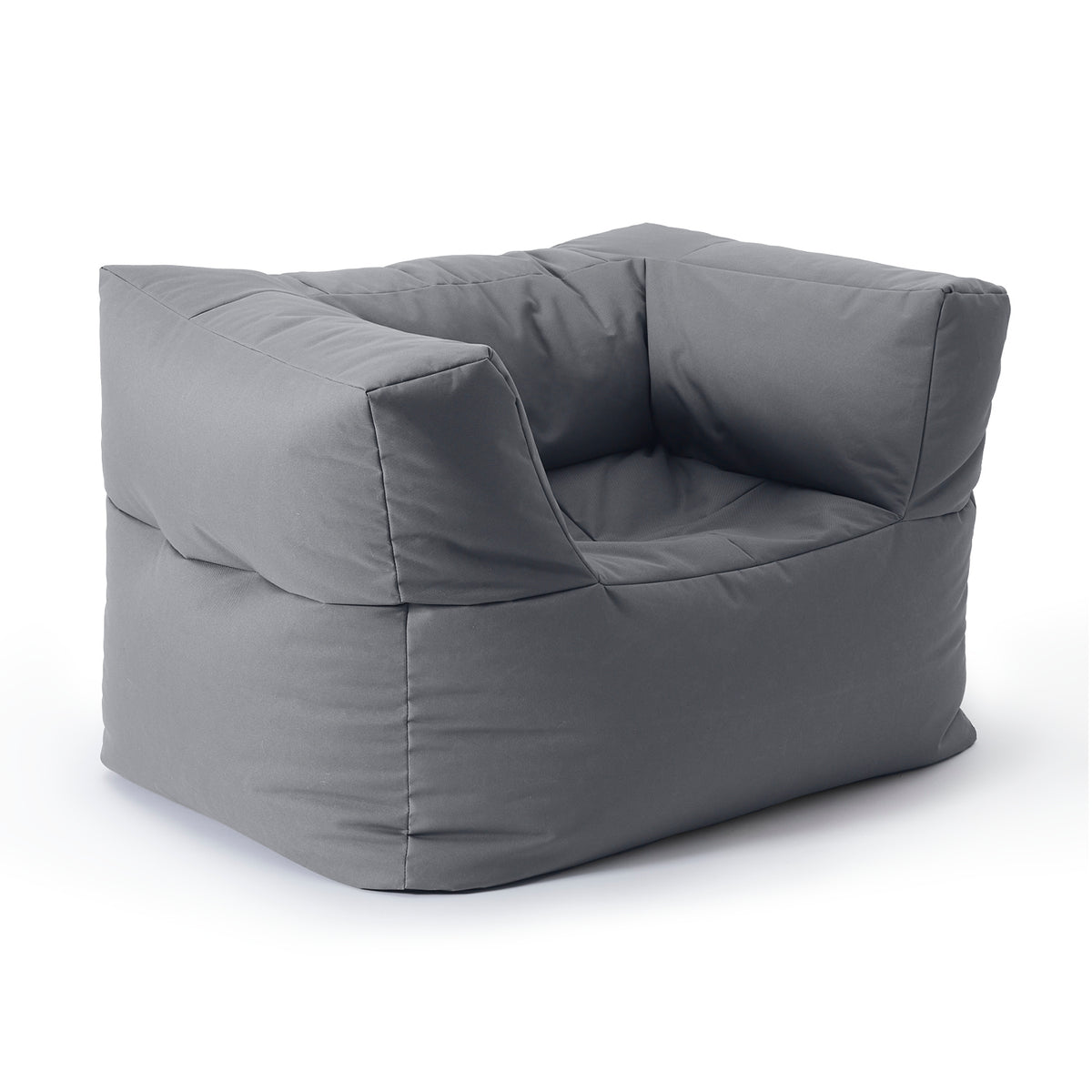 Sitzsack-Sofa Sessel (400 L) - grauer modularer In- & Outdoor-Sessel mit abwischbarem Bezug und extrastarken Nähten.