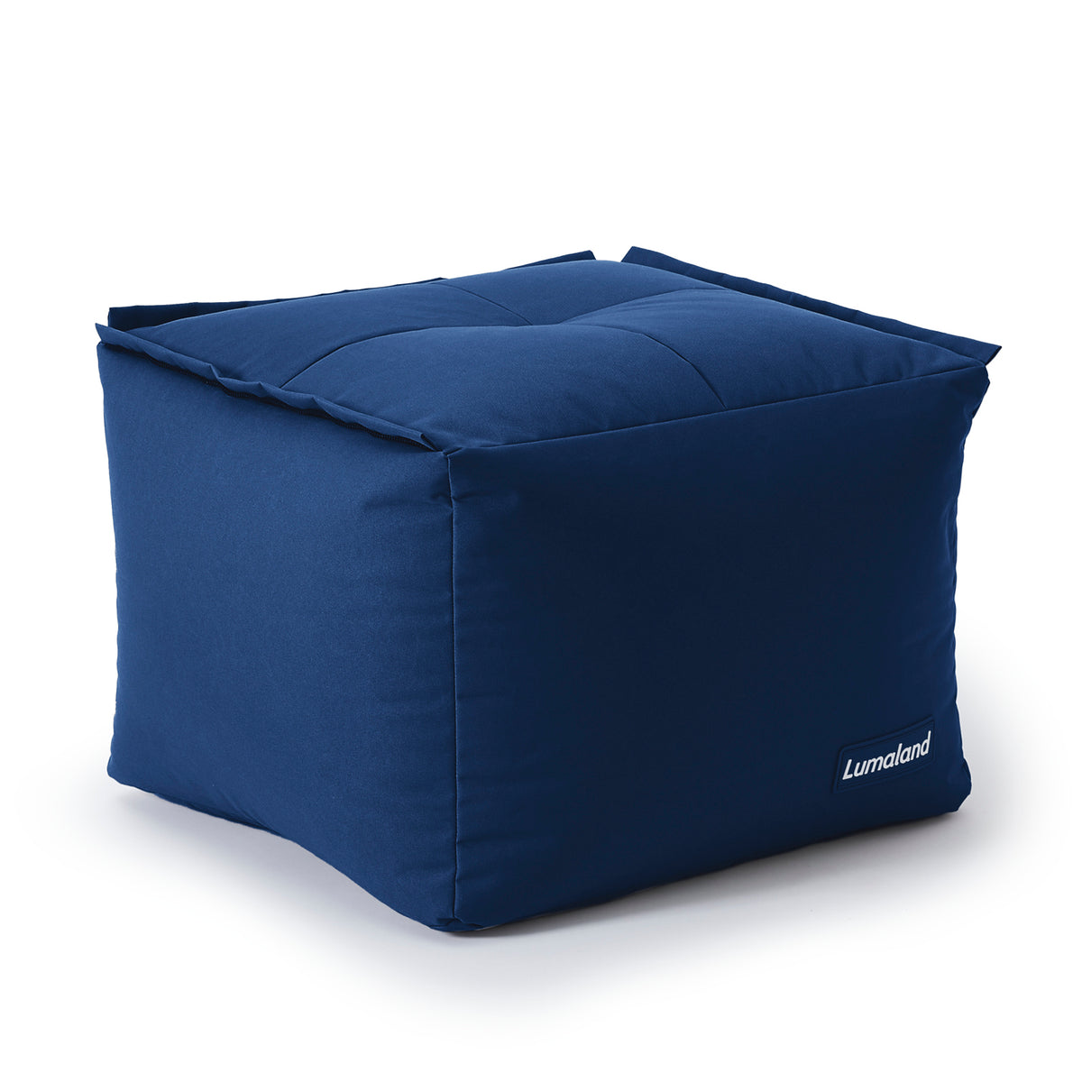 Sitzsack-Hocker (200 L) in Navyblau, modular, indoor & outdoor, mit abwischbarem Bezug und verdeckten Reißverschlüssen.