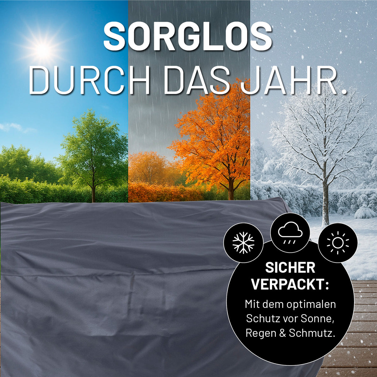 Wetterschutzhaube für 2 Modulare Elemente - 165 x 85 x 75 cm bietet sicheren Schutz vor Sonne, Regen, Schnee und Schmutz das ganze Jahr.