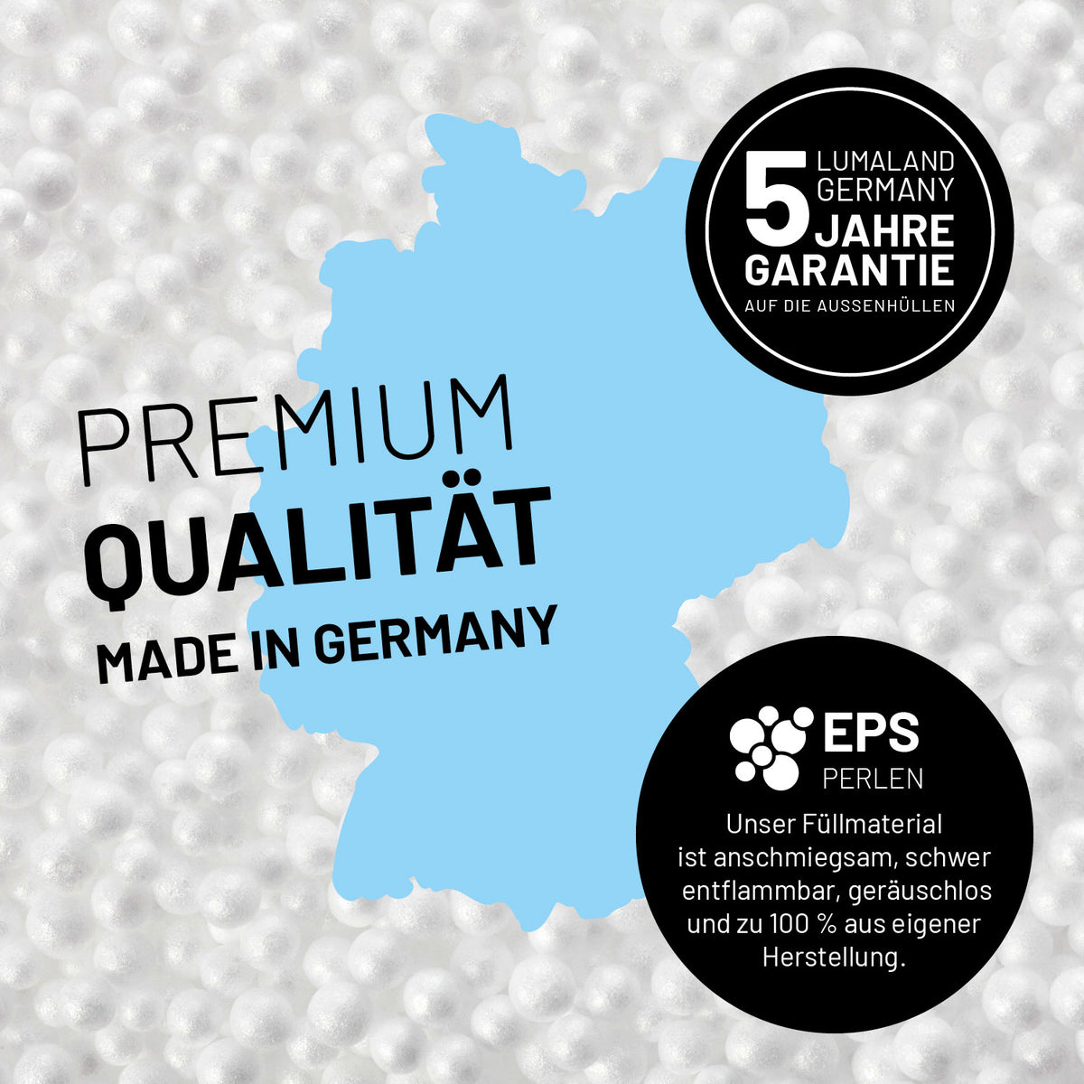 Luxury Fluffy Sitzsack (120 L) - indoor - Gelb mit Premium EPS Füllung, geruchsneutral und robust, 5 Jahre Garantie, made in Germany.