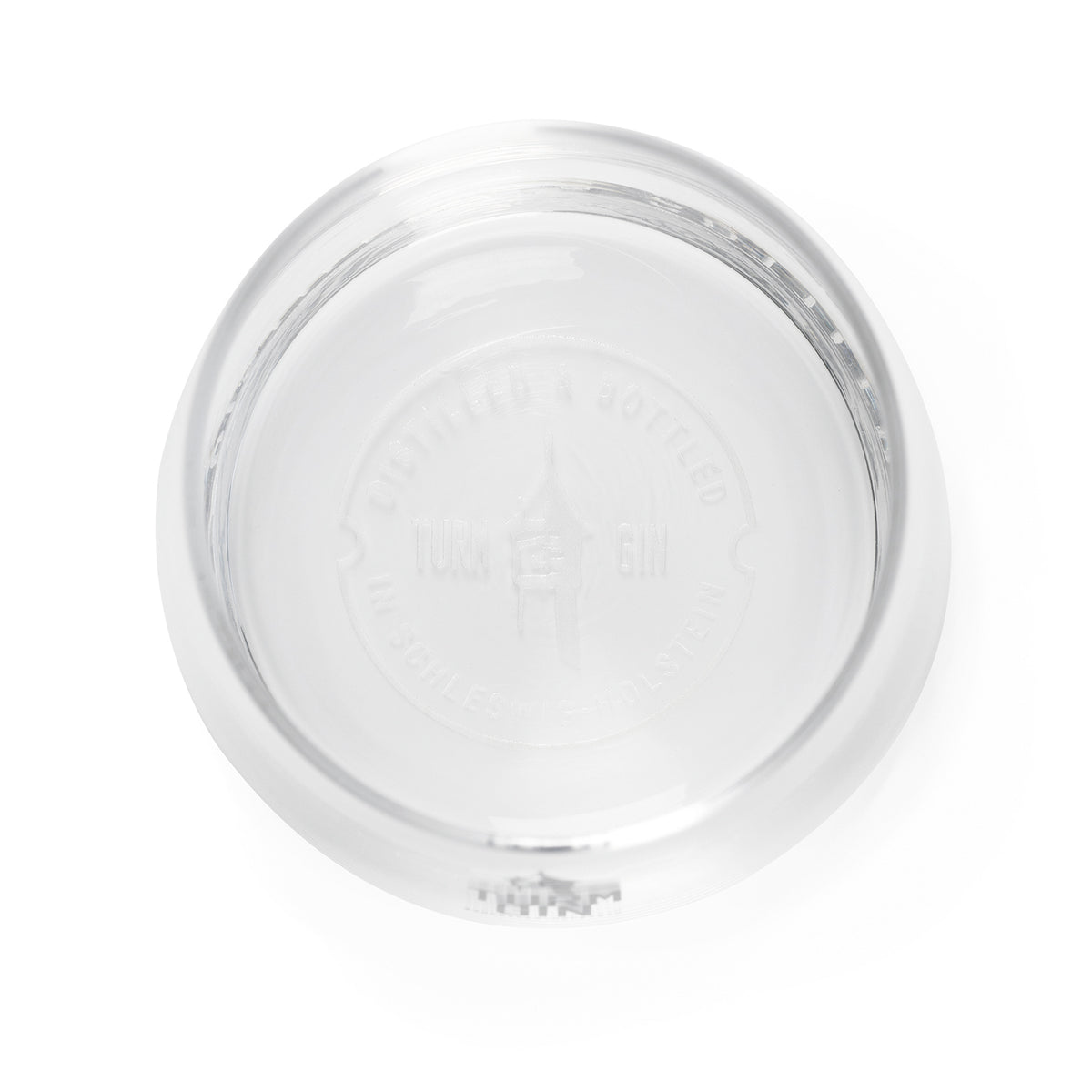 Glas mit Logo und Siegel - je 370 ml - 2er-Set im TURM GIN Design, stilvolles Servieren von Getränken, spülmaschinengeeignet.