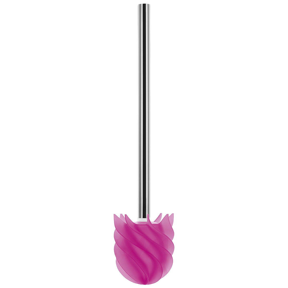 WC-Bürste Silikonkopf Edelstahl/pink mit Bürstenhalter transparent/Edelstahl - 2er-Set, borstenloser Reinigungskopf, langlebig, hygienisch, pink