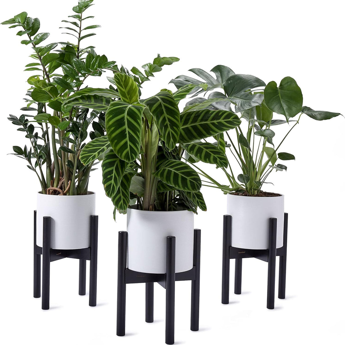 Blumenständer aus Bambus - 30 x 30 x 35,5 cm - 3er-Set, verstellbar, modernes Design, robust und nachhaltig aus natürlichem Bambus.