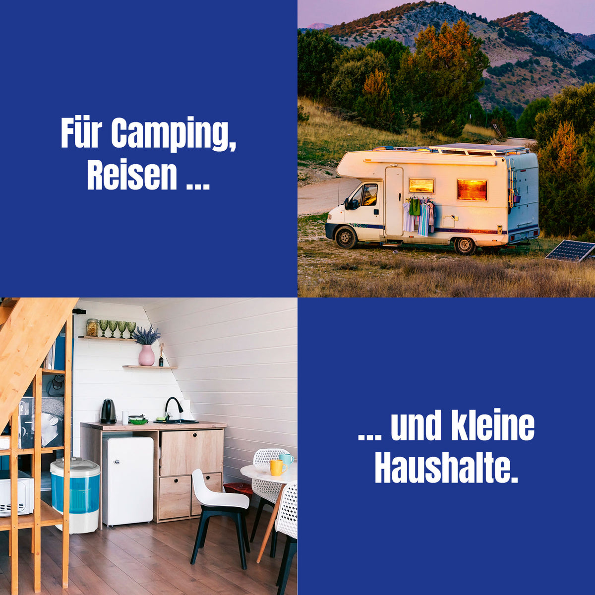 Mini-Waschmaschine - 260 Watt - weiß/blau, ideal für Camping, Reisen und kleine Haushalte, kompakt und leicht zu transportieren.