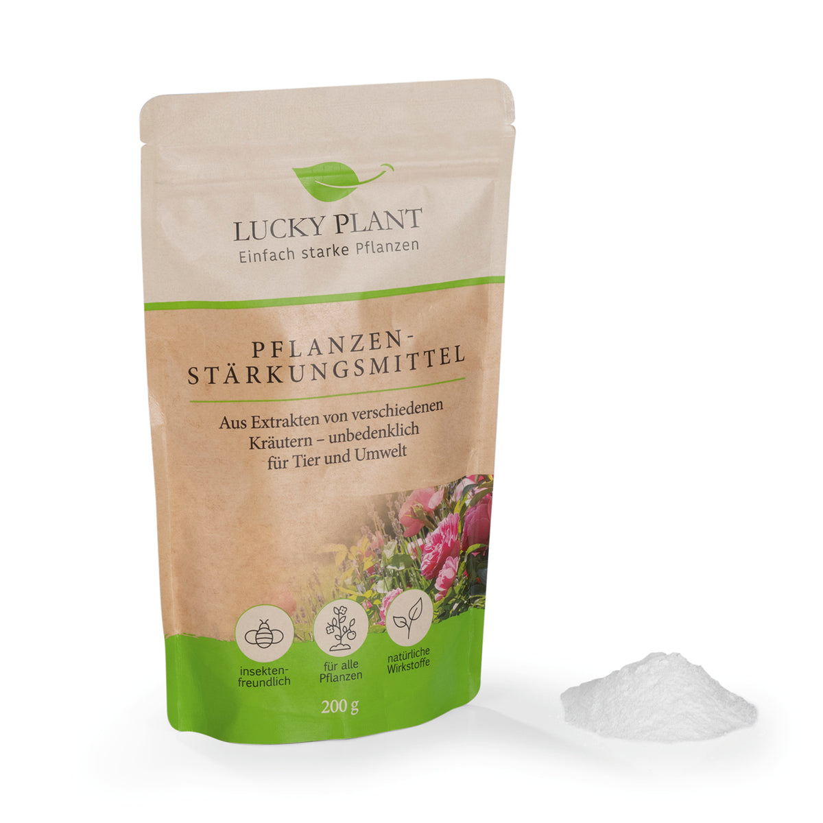 Pflanzenstärkung Pulver - 200 g aus Kräuterextrakten für stärkere Pflanzen und längere Blütezeit, umweltfreundlich und vielseitig einsetzbar.