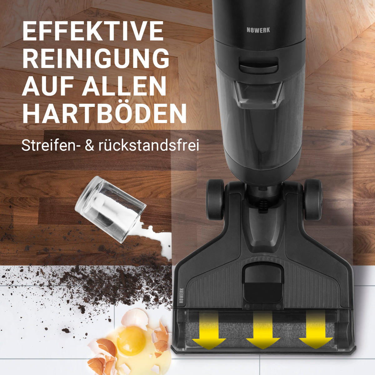 Saugwischer Smart Clean reinigt hartböden effektiv streifenfrei und rückstandslos durch kraftvolle saug- und wischfunktion.