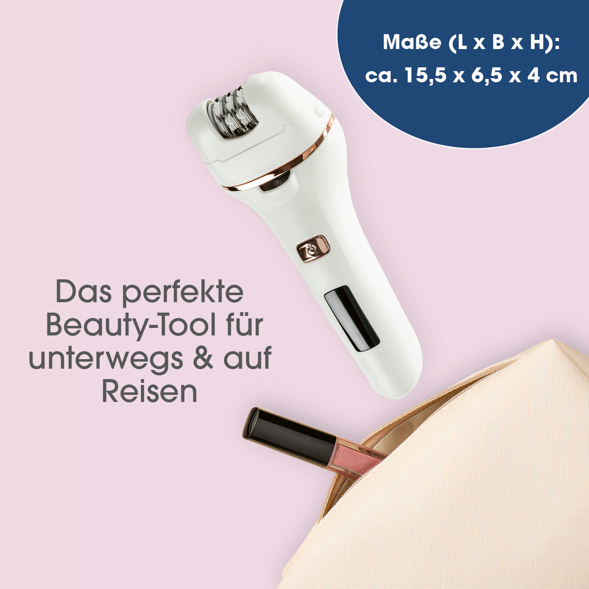 Epilierer inkl. Akku & USB-Kabel für präzise, sanfte Haarentfernung unterwegs mit LED-Licht und zwei Geschwindigkeitsstufen.