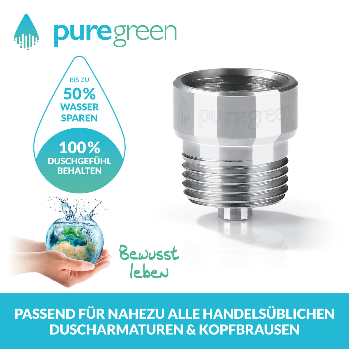 Wassersparer für die Dusche - Spart bis zu 50 % Wasser - chromfarben - 2er-Set, einfache Installation, ressourcenschonend, passgenau für Duscharmaturen.