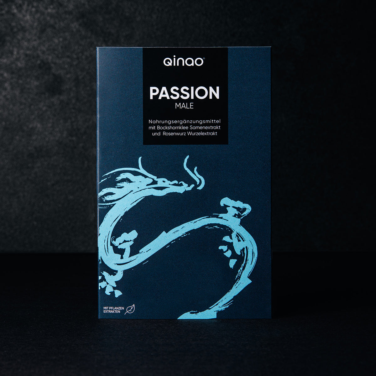 Nahrungsergänzungsmittel PASSION MALE mit Bockshornklee, Rosenwurz, Chili, Magnesium, Zink, Vitamin B6, vegan und zuckerfrei.