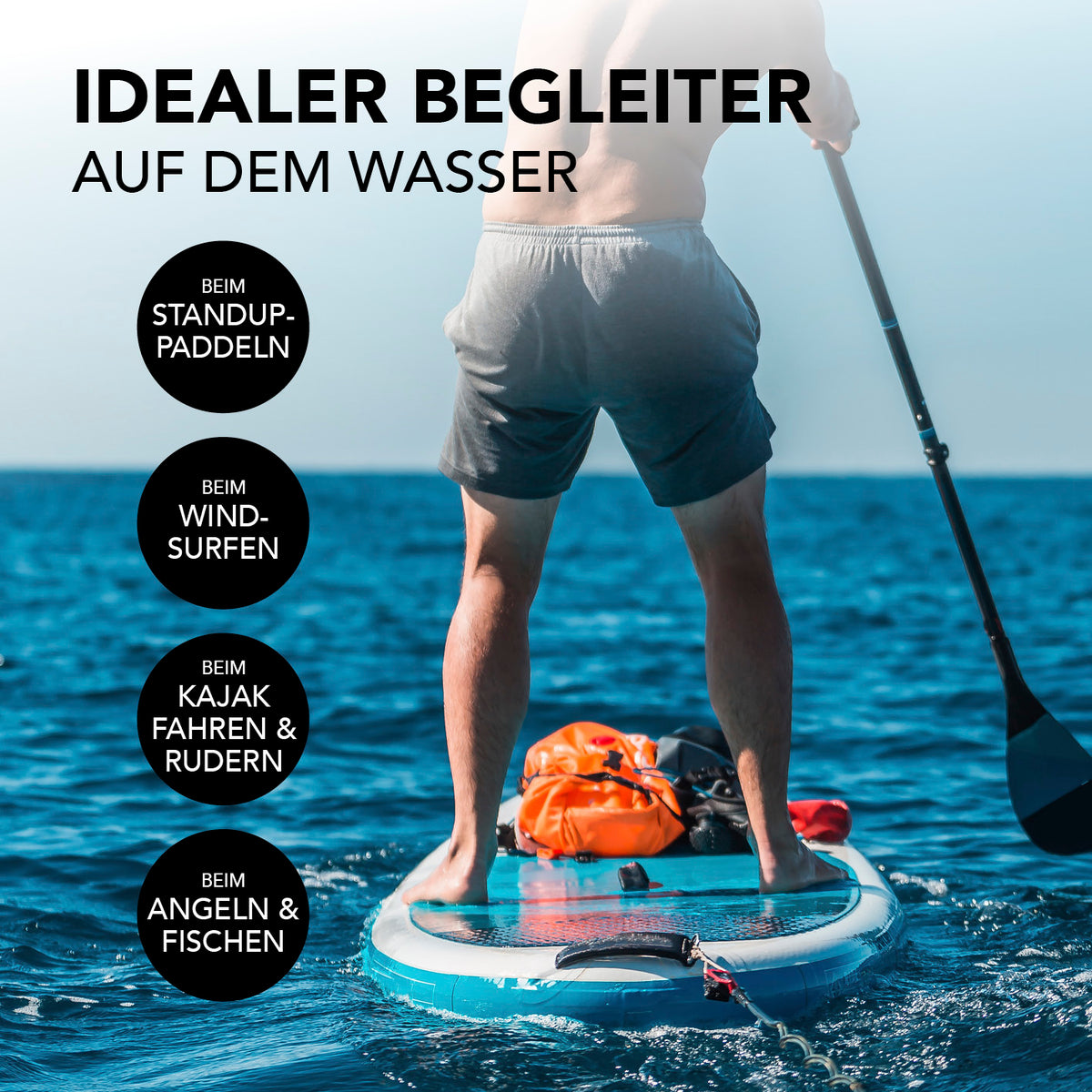 Dry Bag 20L - Style 02 - Dunkelblau, wasserdichter, robuster Rucksack ideal für Standup-Paddling und Outdoor-Abenteuer.