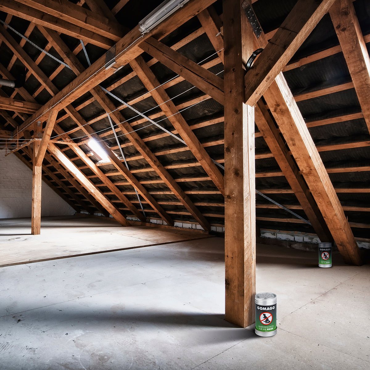 Mardervergrämung Haus - 4er-Set im Dachboden platziert zur Mardervermeidung durch Duftstoff, wirksam bis 6 Monate nach Öffnung.