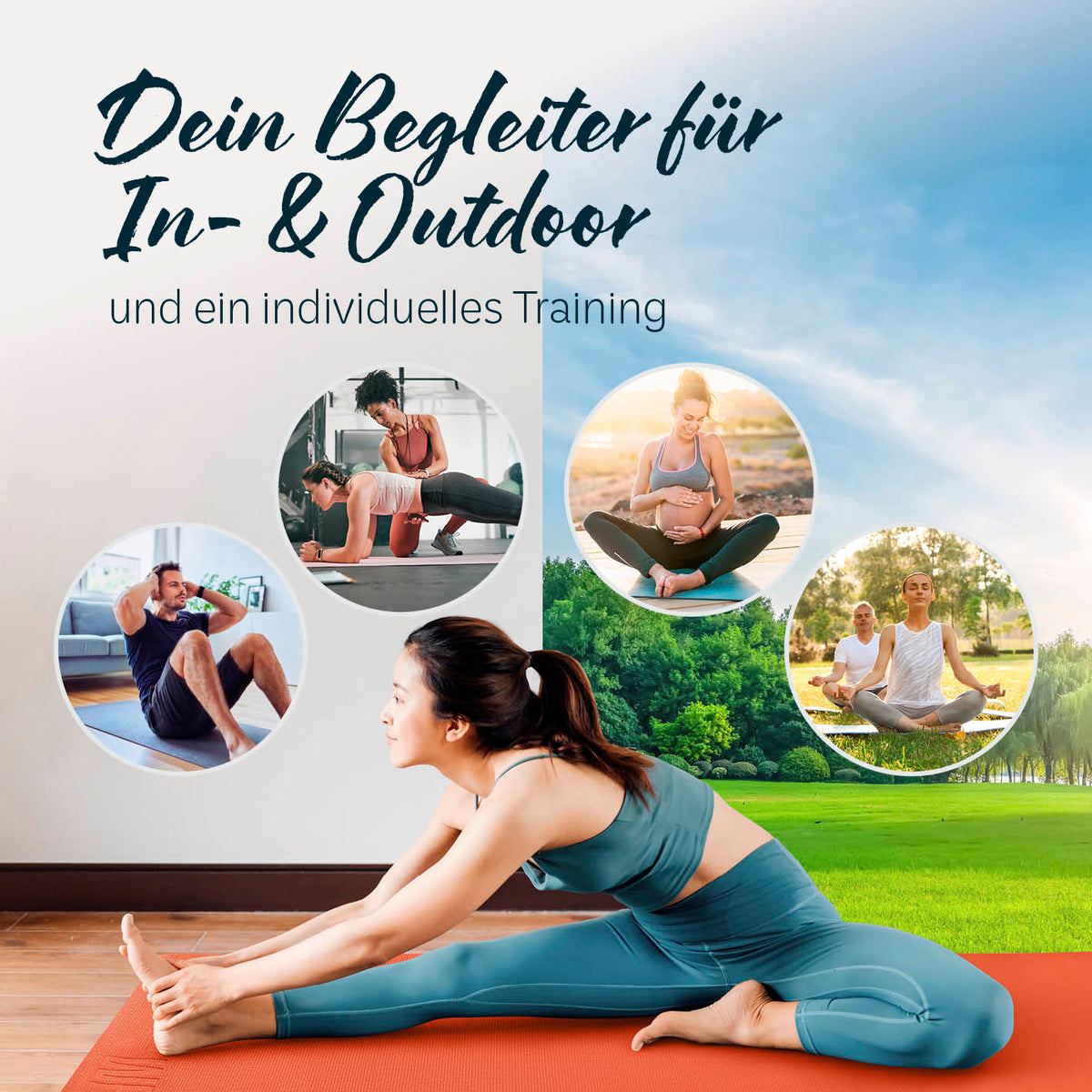 Yogamatte Kirana - 183 x 61 x 0,4 cm - Orange, flexible Trainingsmatte für Yoga, Pilates und Fitness im In- und Outdoorbereich.