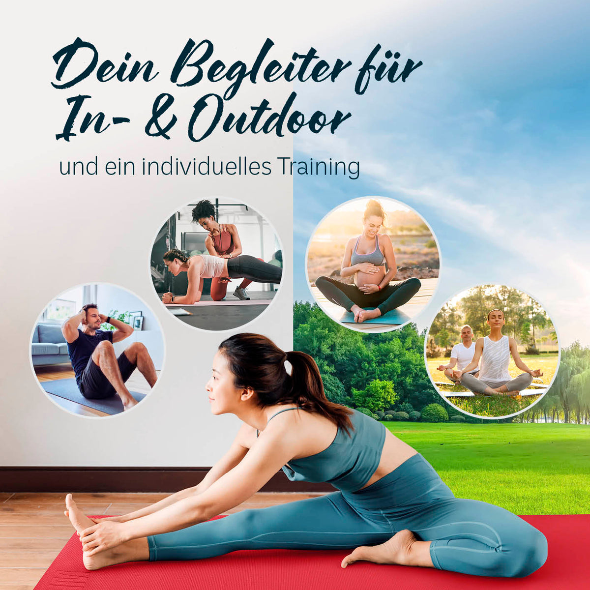 Yogamatte Kirana - 183 x 61 x 0,4 cm - Himbeerrot für komfortables Training und Flexibilität bei Pilates, Fitness und Workouts indoor & outdoor.