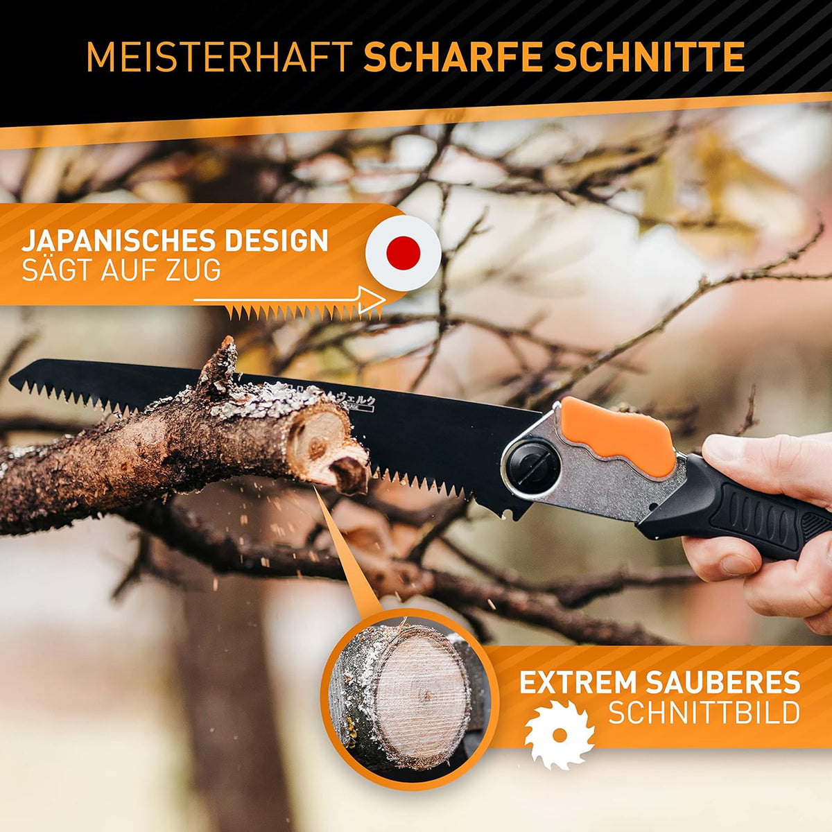 Ersatzsägeblatt für Japansäge ALPHA - 210 mm mit scharfer 3D-Verzahnung für präzise, saubere Schnitte und japanischem Zugdesign.