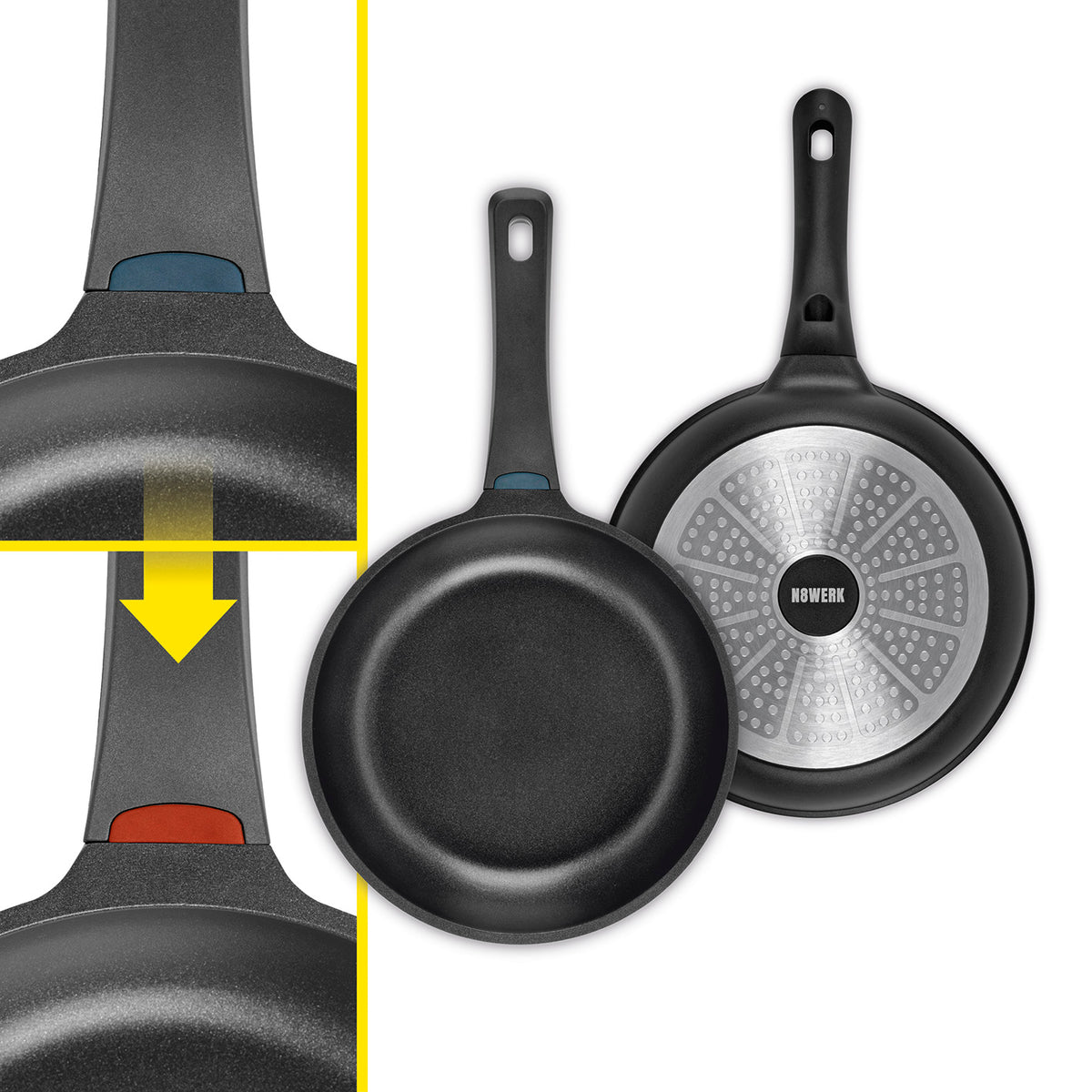 Aluguss-Topf- und Pfannen-Set - 8-teilig - Midnight Edition mit langlebiger Ilag-Ultimate-Beschichtung und Induktionsboden.