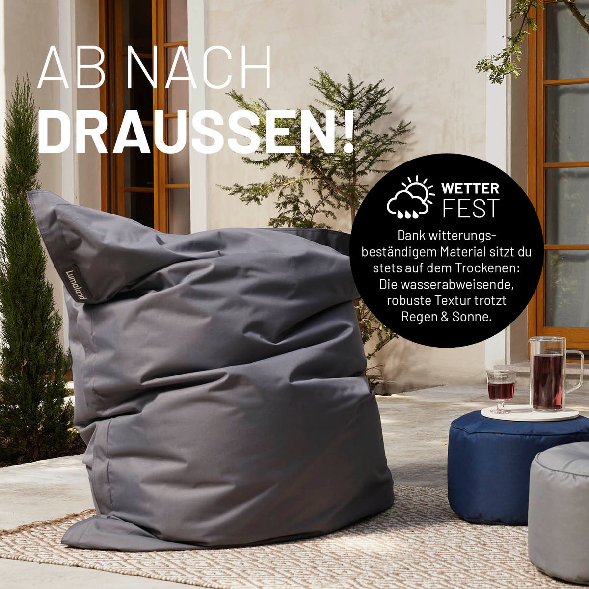 Sitzsack Classic XXL (380 L) - indoor & outdoor - Rotwein mit wetterfestem Material, wasserabweisend und robust für drinnen und draußen.