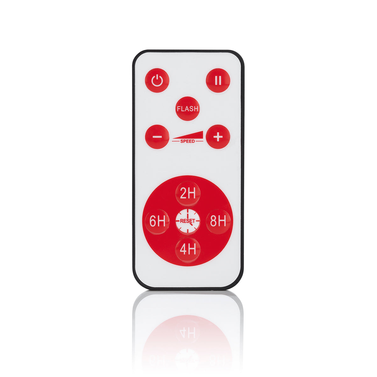 LED-Echtwachskerze - rotierende FCB-Logo-Projektion Fernbedienung mit Timer und Geschwindigkeitssteuerung in Rot und Weiß.