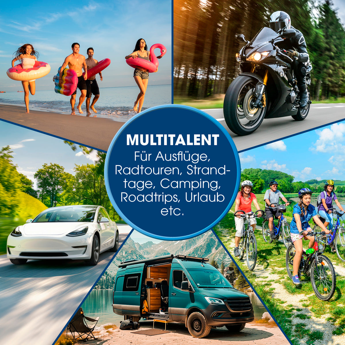 Akku-Handkompressor multifunktional für Auto-, Fahrrad-, Motorradreifen und Bälle, ideal für Ausflüge, Camping und Reisen.