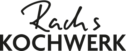 Schwarzes Logo in Form des Schriftzuges "Rach's Kochwerk".