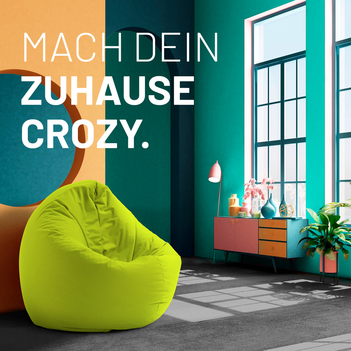 Sitzsack Drops (300 L) Apfelgrün – moderner, multifunktionaler und leichter Sitzsack für drinnen und draußen mit hochwertiger EPS-Füllung.