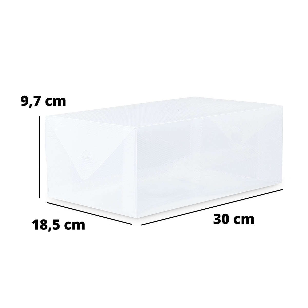 Herren Schuhbox - Transparent und stapelbar - 5er Set - praktische, robuste Aufbewahrungsbox mit Transportgriff, Maße 30x18,5x9,7 cm.