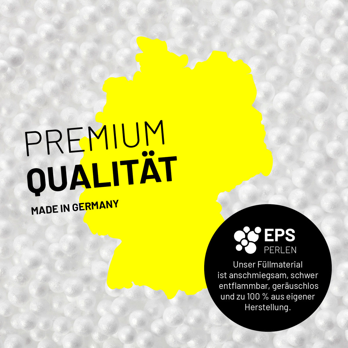 Sitzsack Lounge (320 L) Schwarz mit hochwertigen EPS-Perlenfüllung, Made in Germany, langlebig, komfortabel für drinnen & draußen.