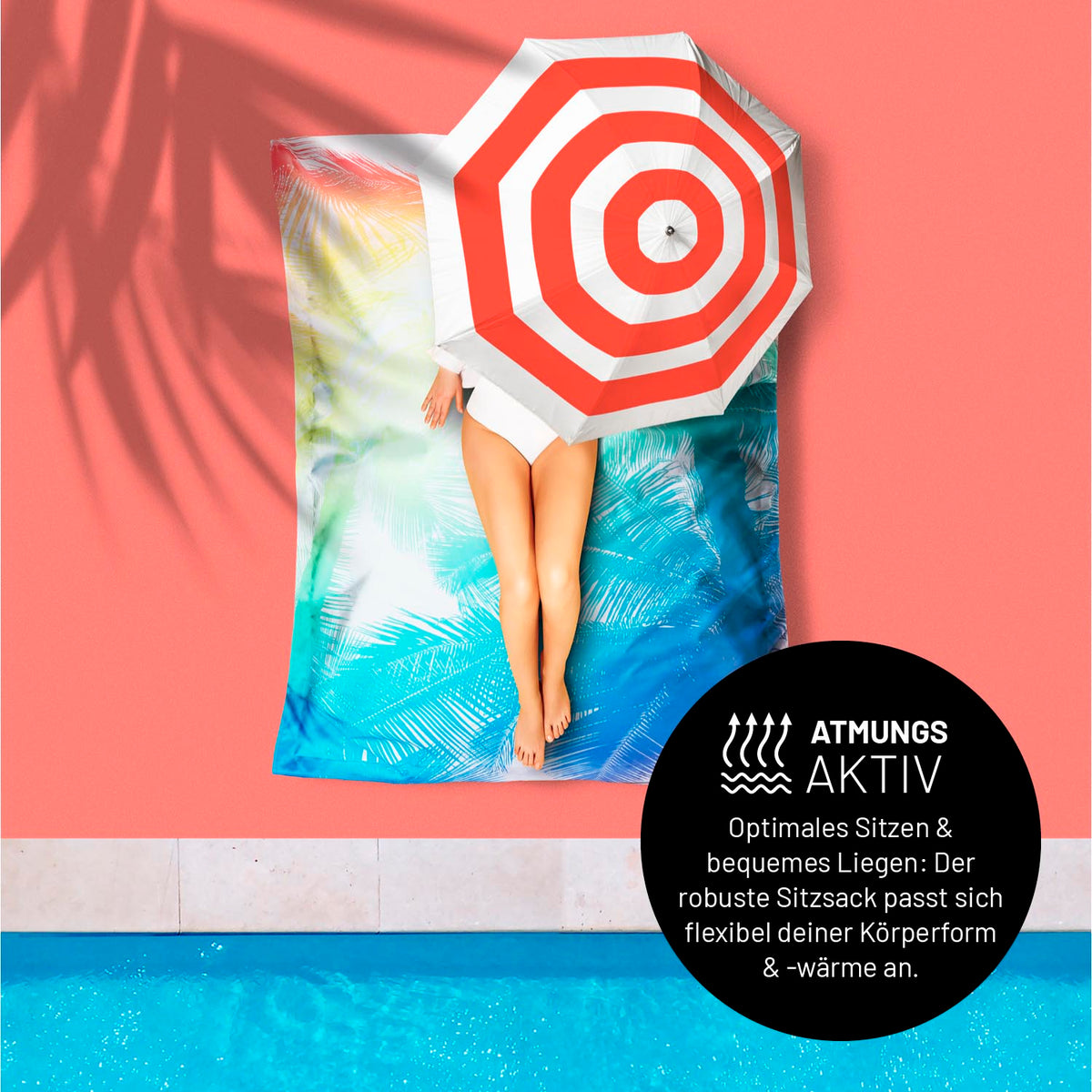 Sitzsack Classic XXL (380 L) Special Edition Tropical Regenbogen, stilvoll drinnen und draußen, atmungsaktiv und pflegeleicht.