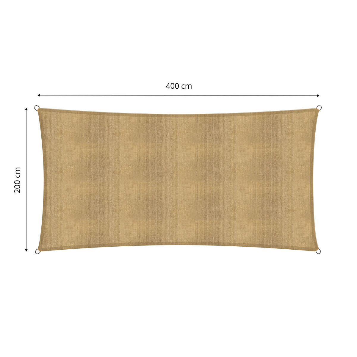 Sonnensegel 100% HDPE mit Stabilisator für UV-Schutz - Rechteck 2 x 4 Meter - Sand, stabiles und reißfestes Material
