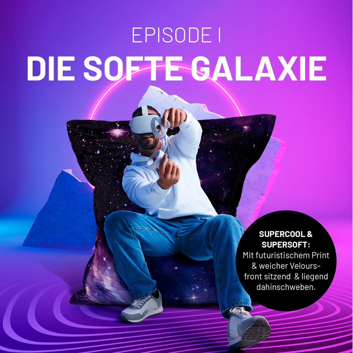 Sitzsack Classic XXL (380 L) mit Galaxy-Design, indoor & outdoor nutzbar, weich, groß, langlebig und pflegeleicht.