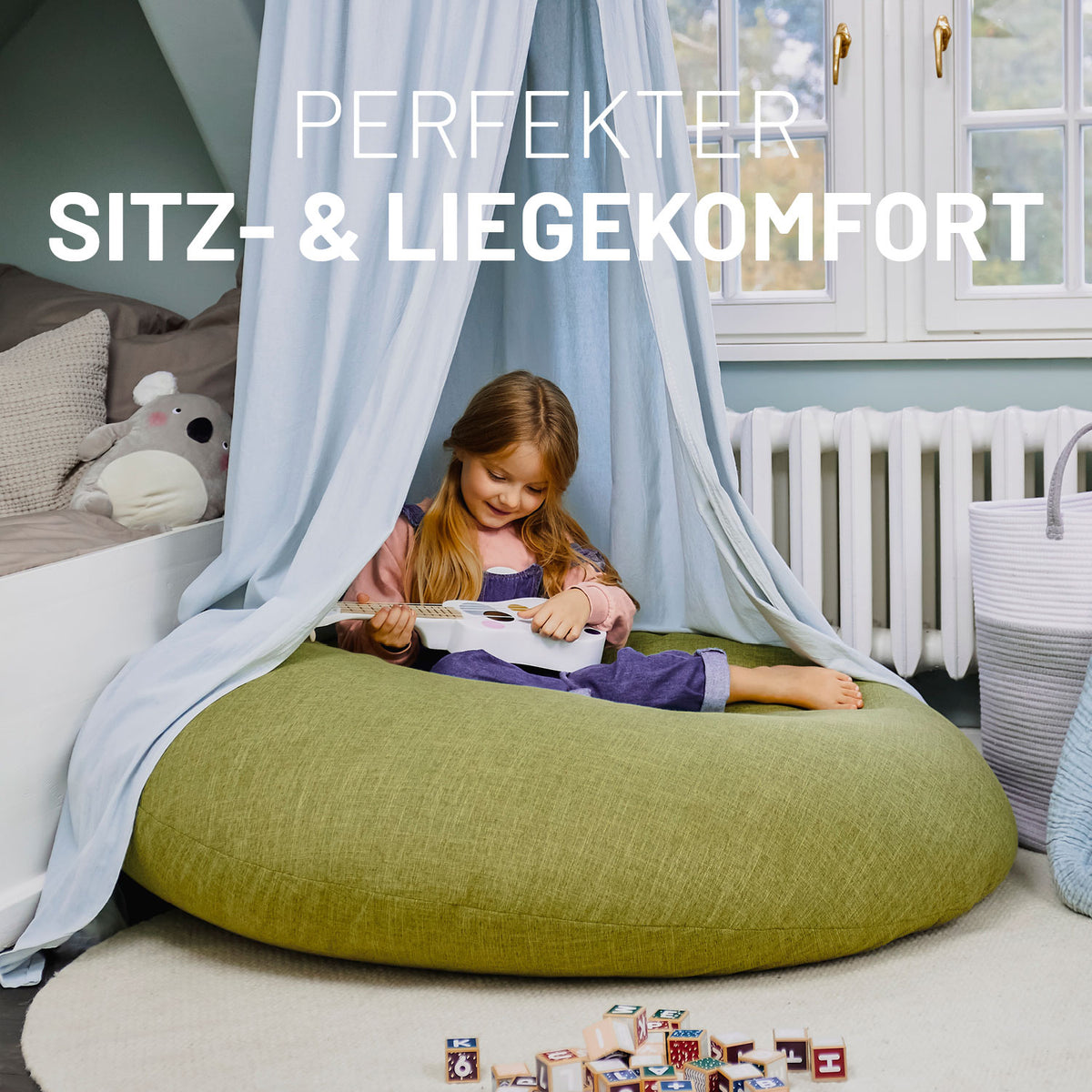 Sitzsack Interior Line (300 L) in Dunkelgrau, flexibler Indoor Sitzsack mit weichem leinenartigem Bezug, ideal für gemütliche Chill-Out-Bereiche.