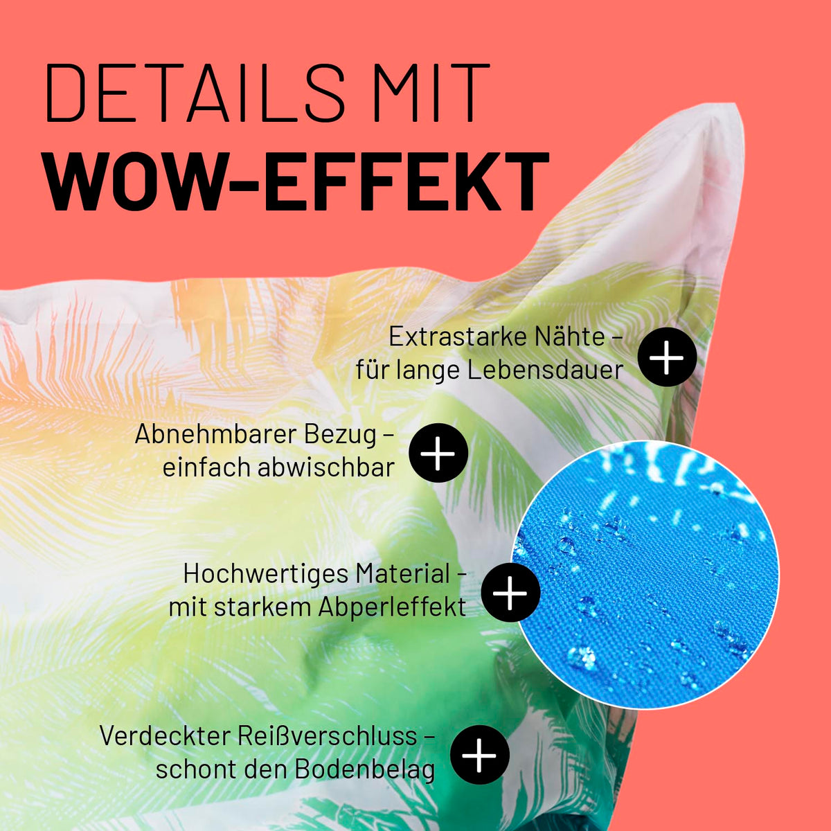 Sitzsack Classic XXL (380 L) mit abnehmbarem Bezug, Abperleffekt, verdecktem Reißverschluss und extrastarken Nähten, indoor & outdoor.
