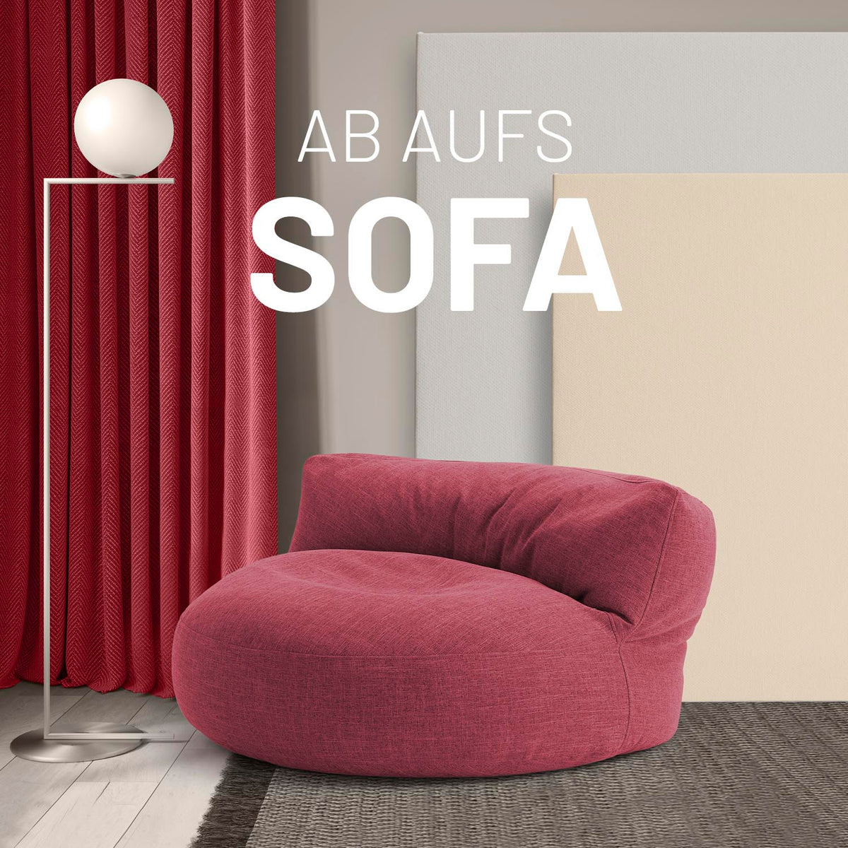 Interior Line Sitzsack-Lounge (320 L) in Rot, weiches, leinenartiges Material, ideal für Indoor-Sitzkomfort und modernes Interieur.